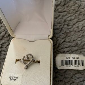 Sterling Silver diamond heart ring